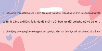 Hưởng ứng Tháng Hành động vì bình đẳng giới và phòng, chống bạo lực trên cơ sở giới năm 2021.